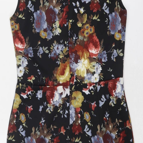 Joe Browns Womens Black Floral Polyester Pencil Dress Size 12 V-Neck Zip