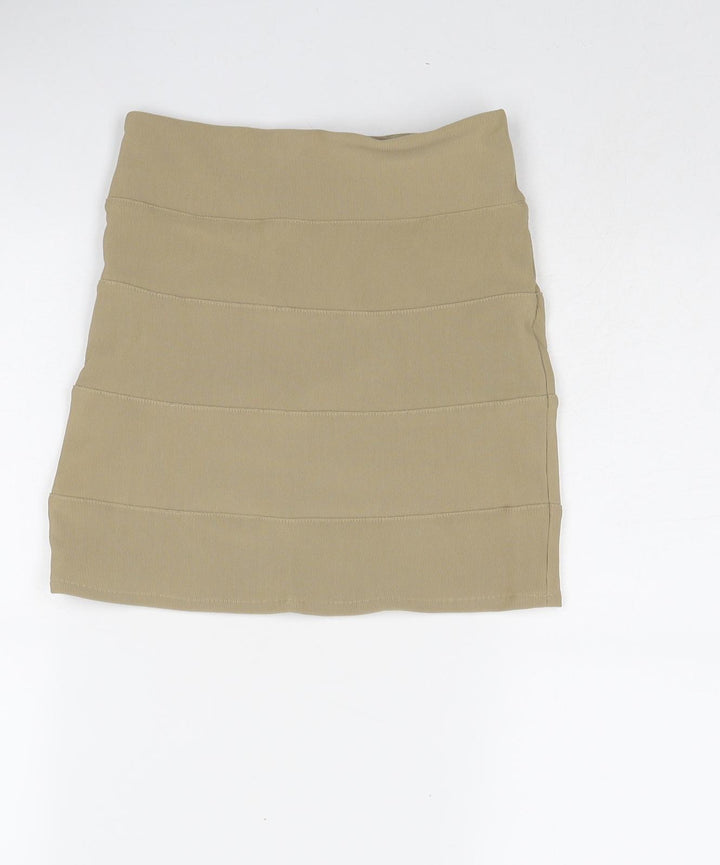 EDM Womens Beige Polyester Bandage Skirt Size 24 in Zip