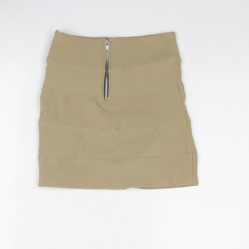 EDM Womens Beige Polyester Bandage Skirt Size 24 in Zip