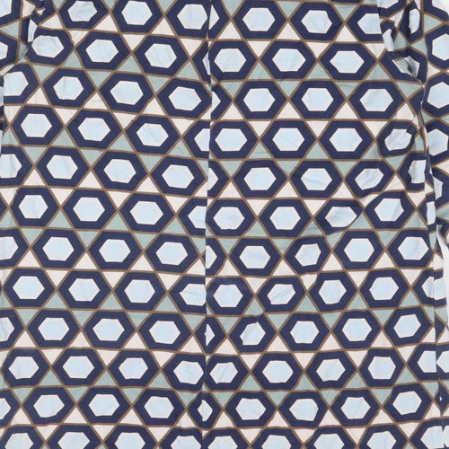 H&M Womens Blue Geometric Cotton A-Line Size M Round Neck Zip