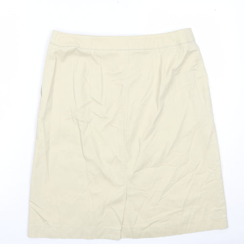 NEXT Womens Beige Cotton A-Line Skirt Size 14 Tie