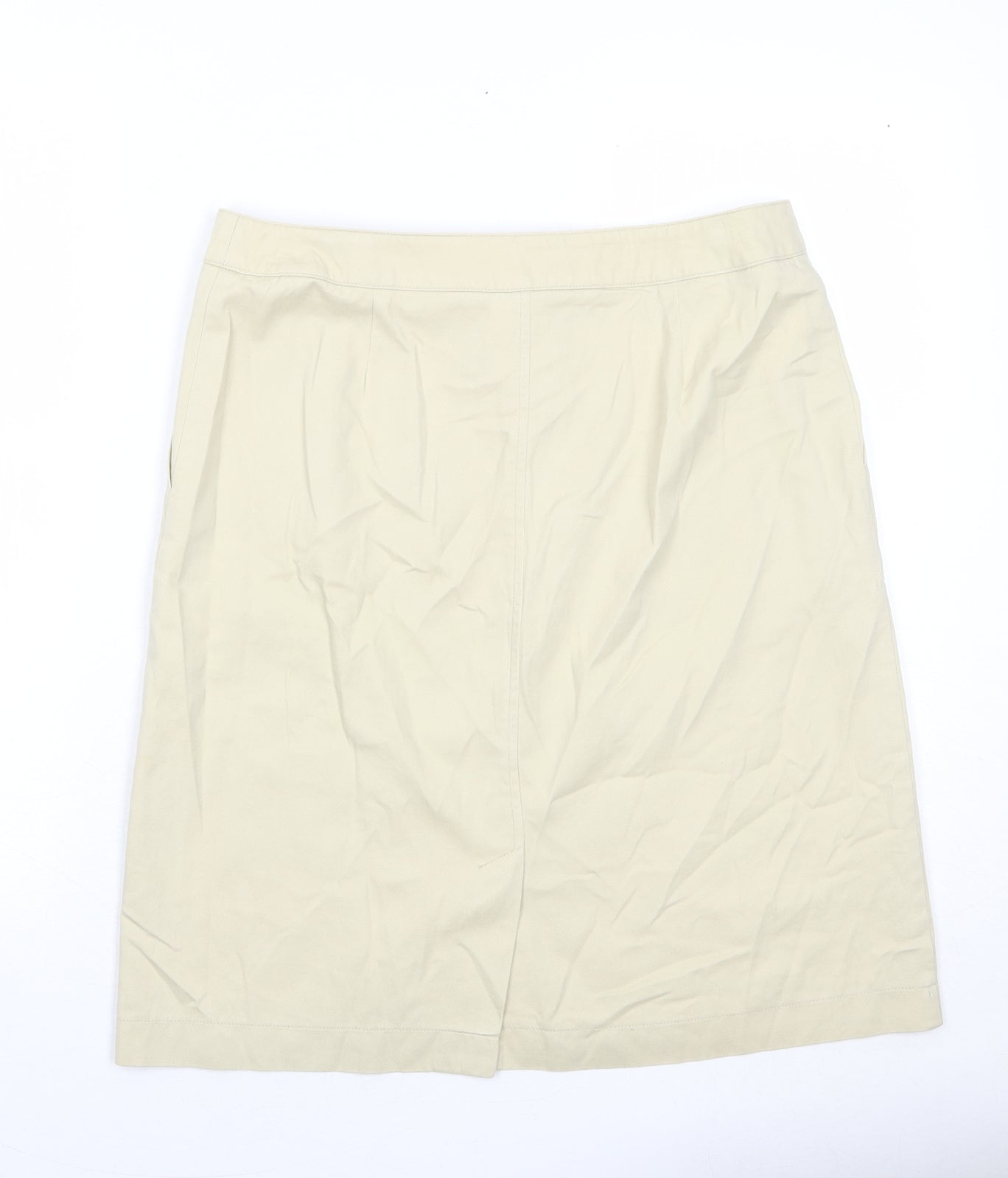 NEXT Womens Beige Cotton A-Line Skirt Size 14 Tie