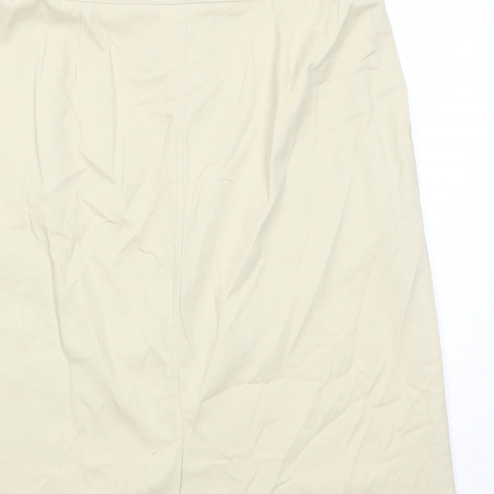 NEXT Womens Beige Cotton A-Line Skirt Size 14 Tie