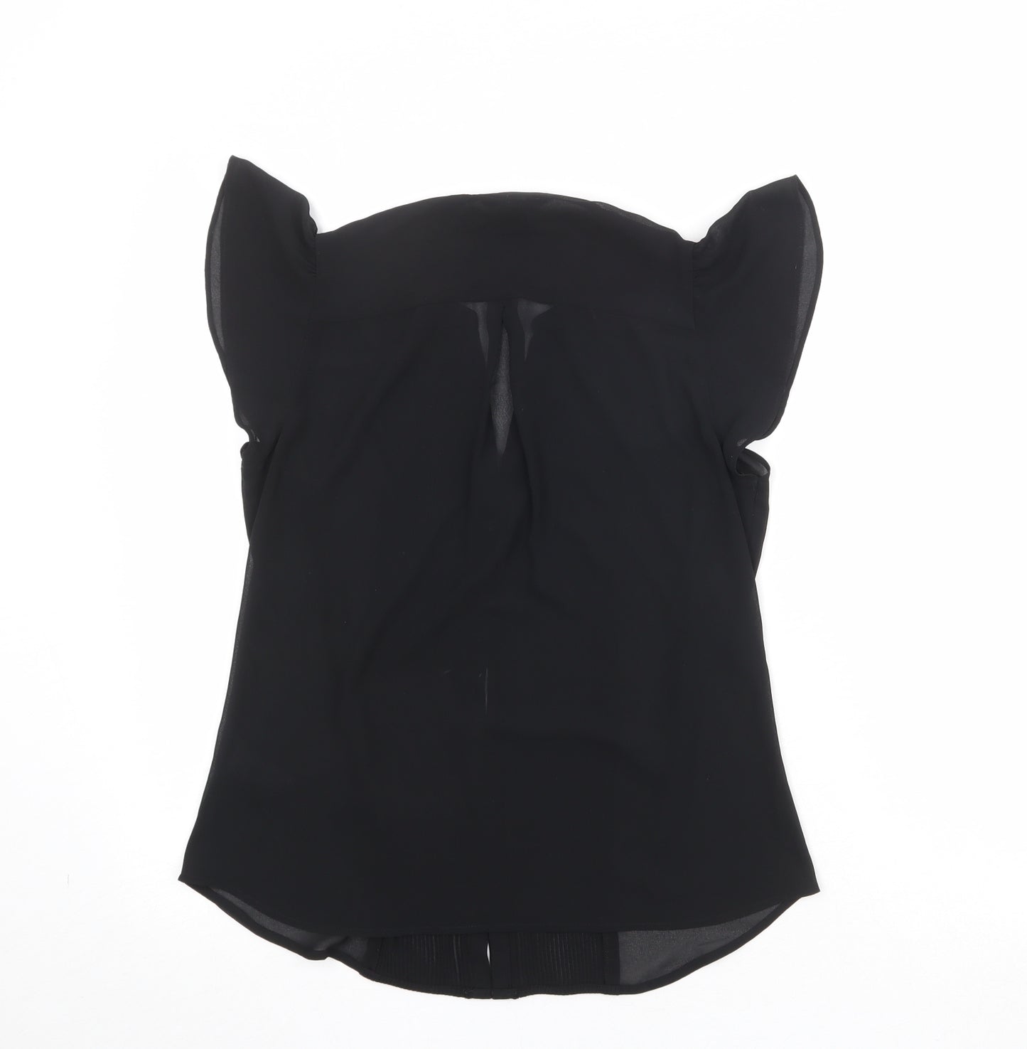 H&M Womens Black Polyester Basic Blouse Size 10 V-Neck