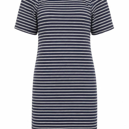 Mango Womens Blue Striped Cotton T-Shirt Dress Size S Boat Neck Pullover