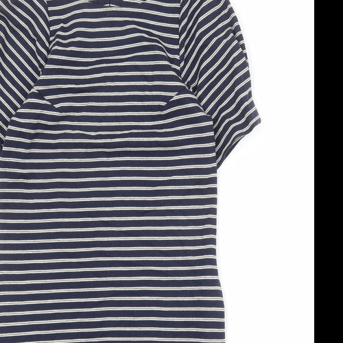 Mango Womens Blue Striped Cotton T-Shirt Dress Size S Boat Neck Pullover