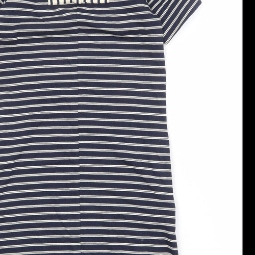 Mango Womens Blue Striped Cotton T-Shirt Dress Size S Boat Neck Pullover