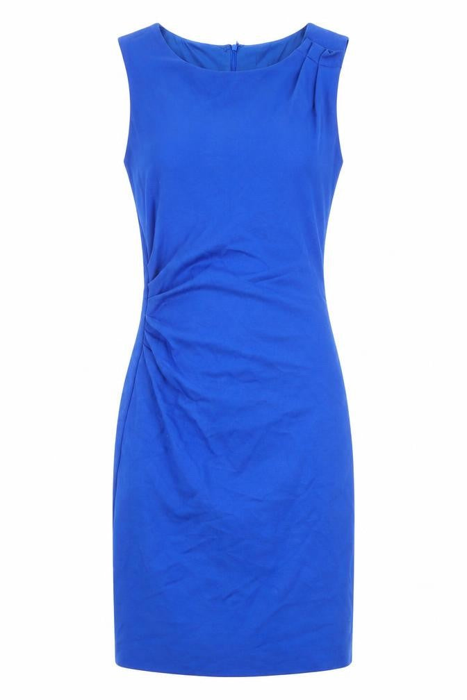Mango Womens Blue Viscose Sheath Size S Boat Neck Zip