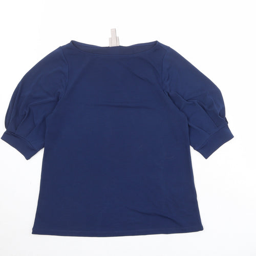 H&M Womens Blue Polyester Basic Blouse Size XS Round Neck