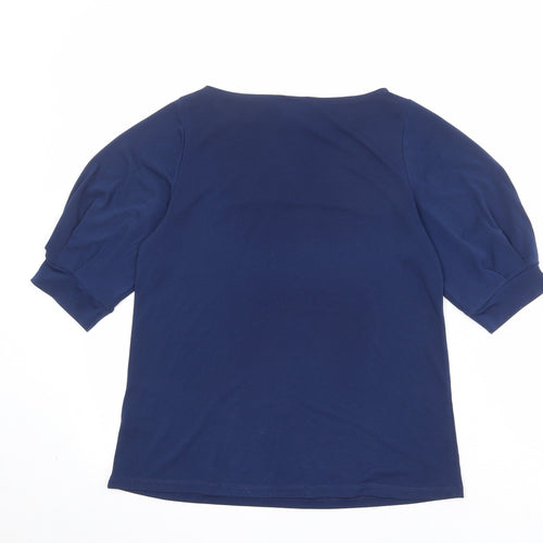 H&M Womens Blue Polyester Basic Blouse Size XS Round Neck
