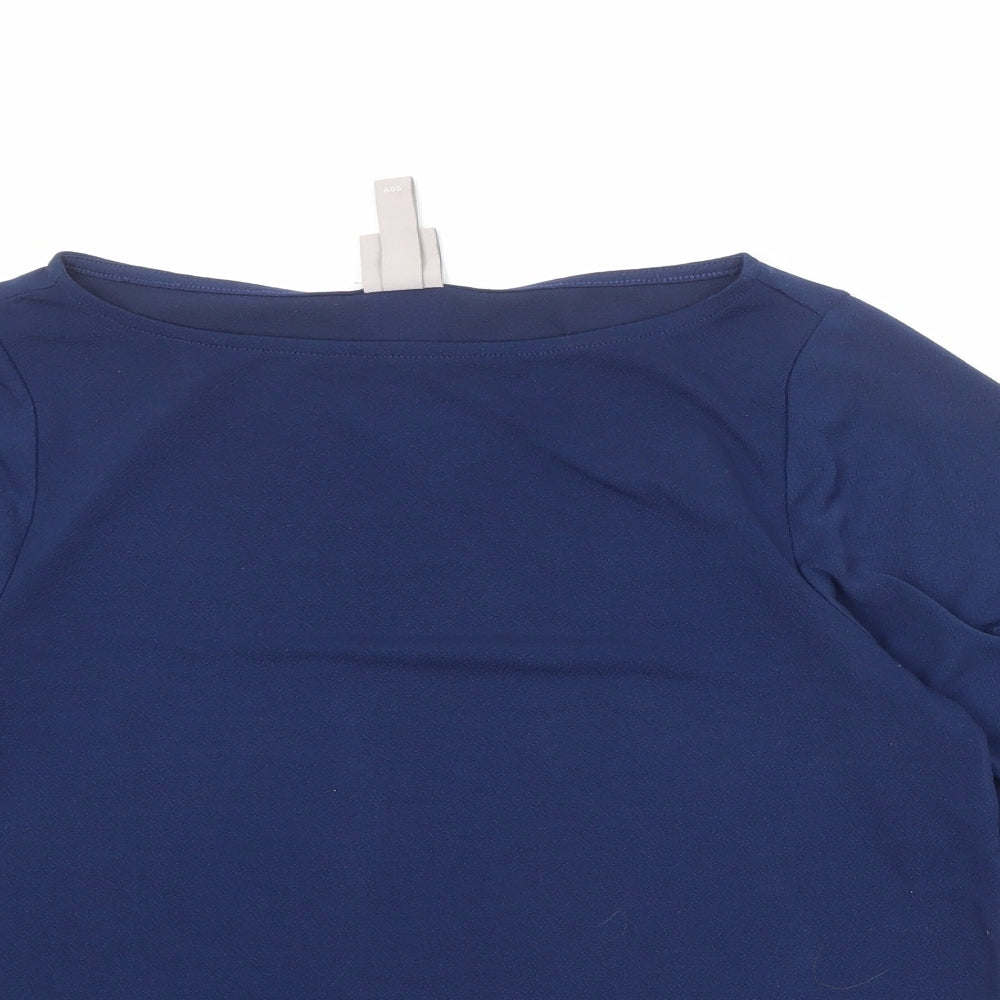H&M Womens Blue Polyester Basic Blouse Size XS Round Neck