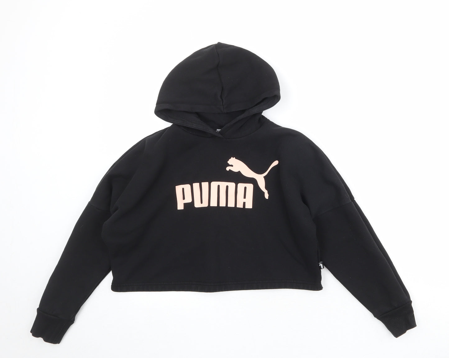 PUMA Girls Black Cotton Pullover Hoodie Size 11-12 Years Pullover
