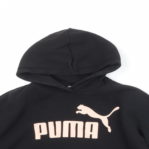 PUMA Girls Black Cotton Pullover Hoodie Size 11-12 Years Pullover
