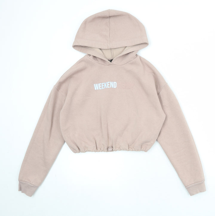 New Look Girls Pink Cotton Pullover Hoodie Size 12-13 Years Pullover - Weekend Ready