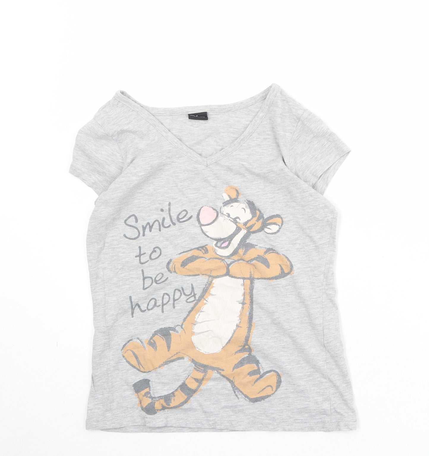 Disney Womens Green Cotton Basic T-Shirt Size 8 V-Neck - Size 8/10, Tigger Print