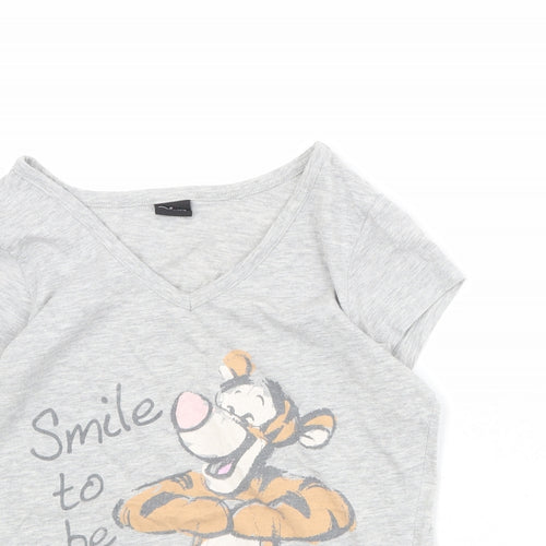 Disney Womens Green Cotton Basic T-Shirt Size 8 V-Neck - Size 8/10, Tigger Print