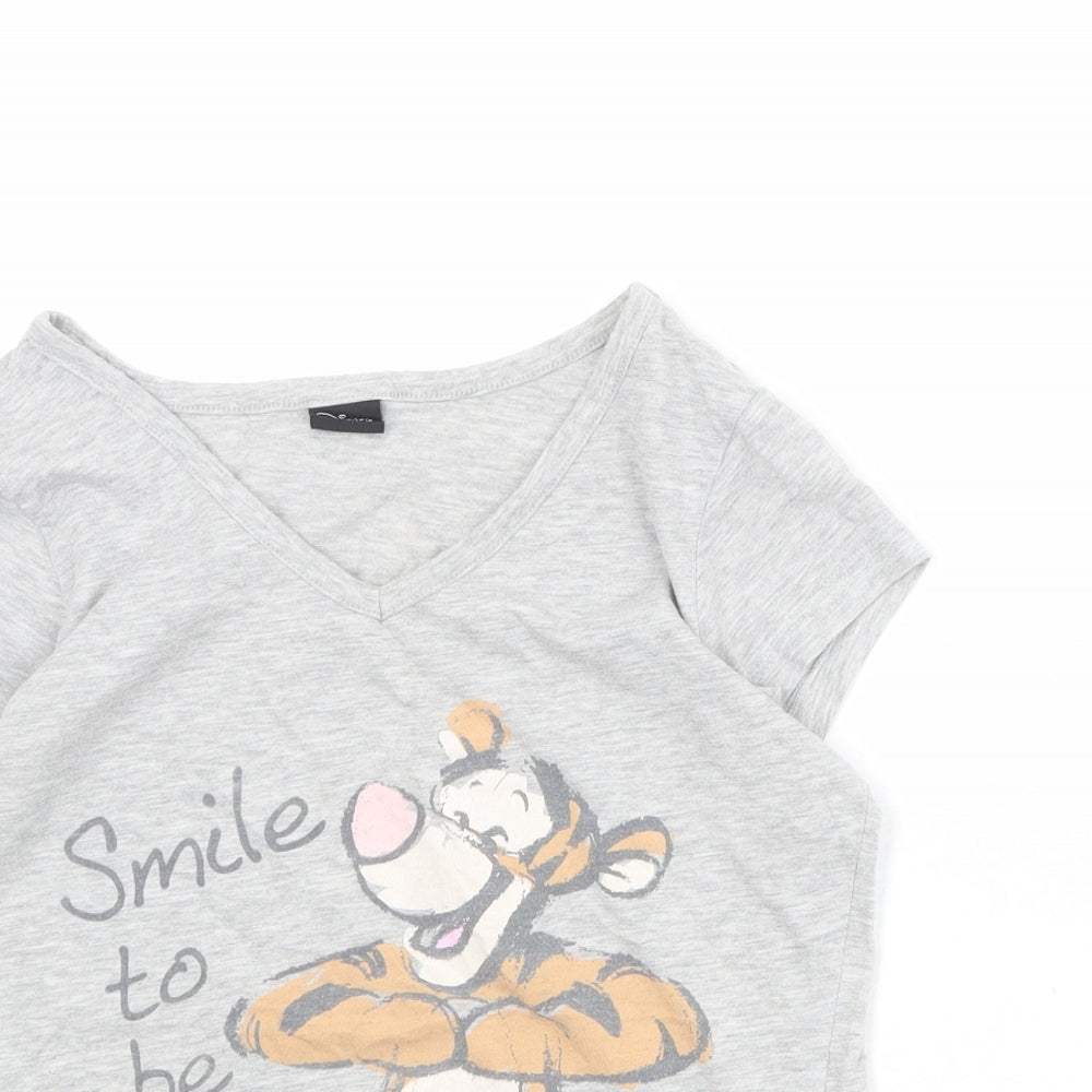 Disney Womens Green Cotton Basic T-Shirt Size 8 V-Neck - Size 8/10, Tigger Print
