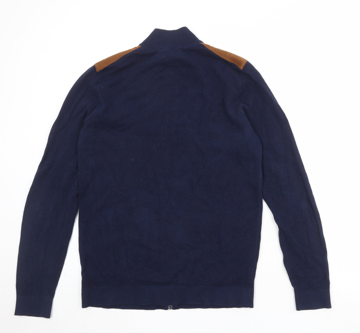 Jules Mens Blue High Neck Cotton Full Zip Jumper Size L Long Sleeve