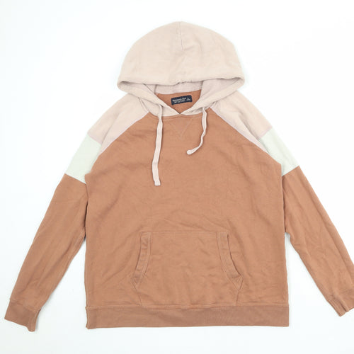 Abercrombie & Fitch Womens Pink Colourblock Cotton Pullover Hoodie Size L Pullover