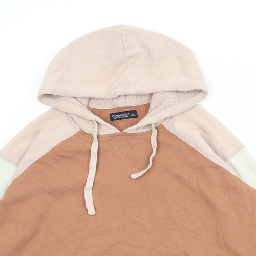 Abercrombie & Fitch Womens Pink Colourblock Cotton Pullover Hoodie Size L Pullover