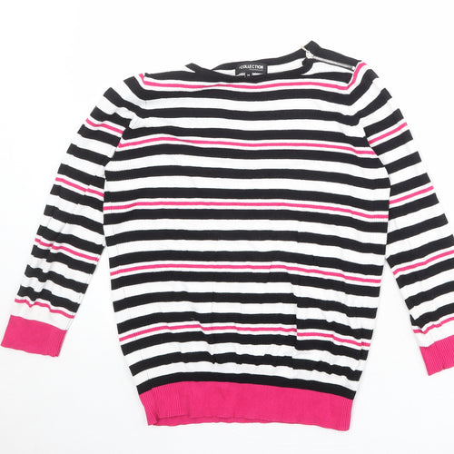 Debenhams Womens Multicoloured Round Neck Striped Viscose Pullover Jumper Size 14