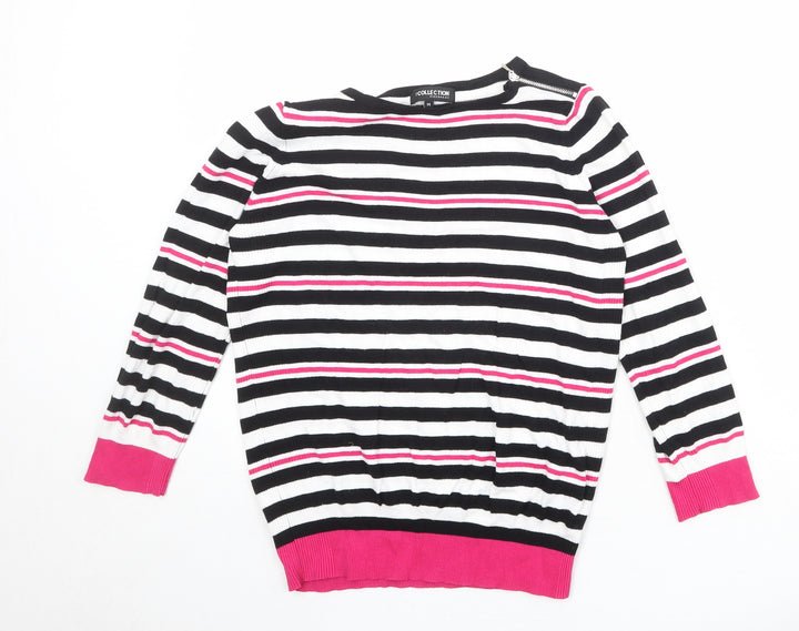 Debenhams Womens Multicoloured Round Neck Striped Viscose Pullover Jumper Size 14