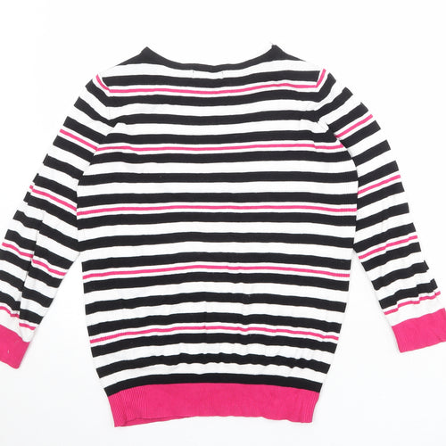 Debenhams Womens Multicoloured Round Neck Striped Viscose Pullover Jumper Size 14