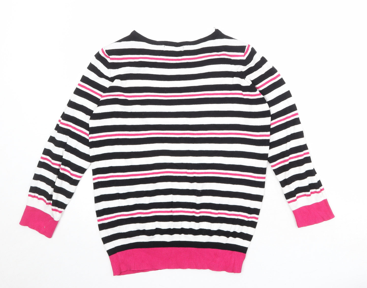 Debenhams Womens Multicoloured Round Neck Striped Viscose Pullover Jumper Size 14