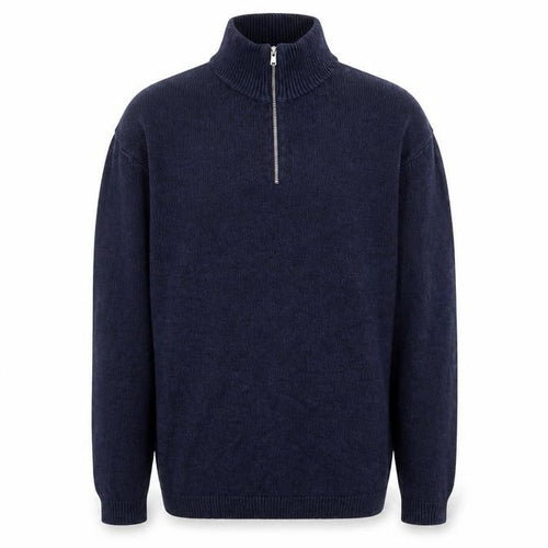 ASOS Mens Blue High Neck Cotton Pullover Jumper Size XL Long Sleeve