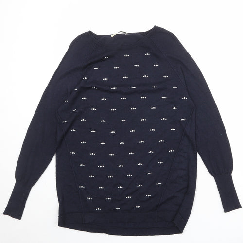 Oasis Womens Blue Round Neck Polyester Pullover Jumper Size S
