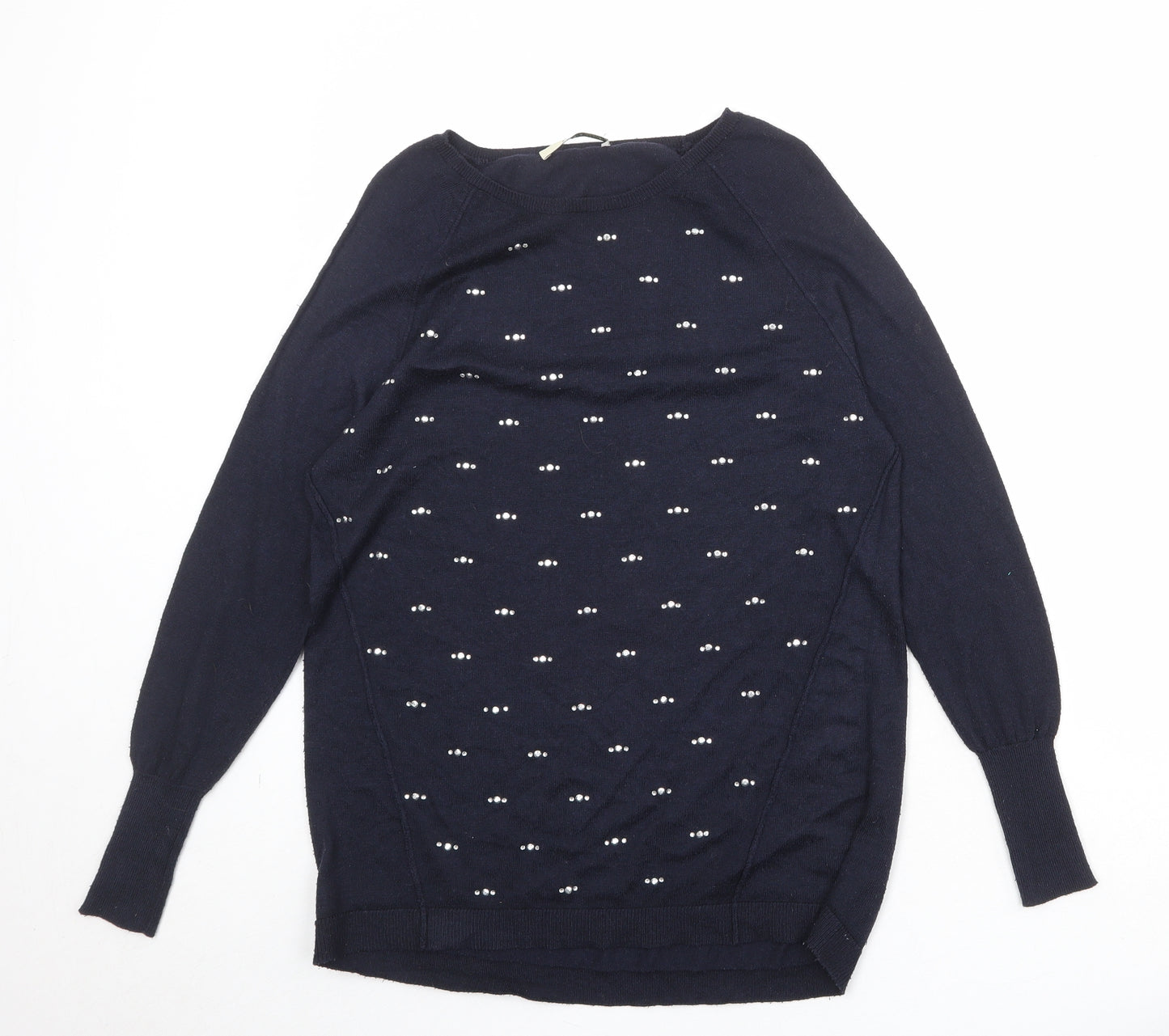 Oasis Womens Blue Round Neck Polyester Pullover Jumper Size S