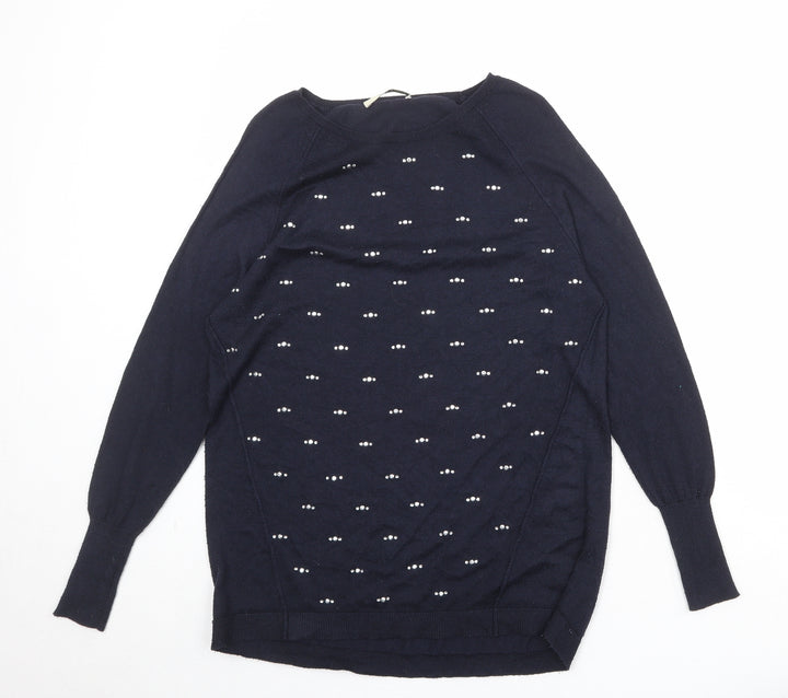 Oasis Womens Blue Round Neck Polyester Pullover Jumper Size S