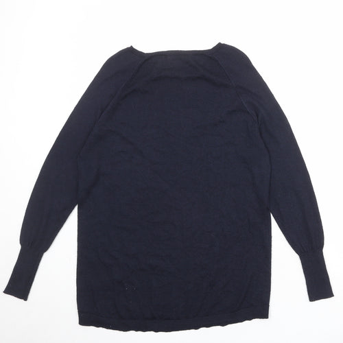 Oasis Womens Blue Round Neck Polyester Pullover Jumper Size S