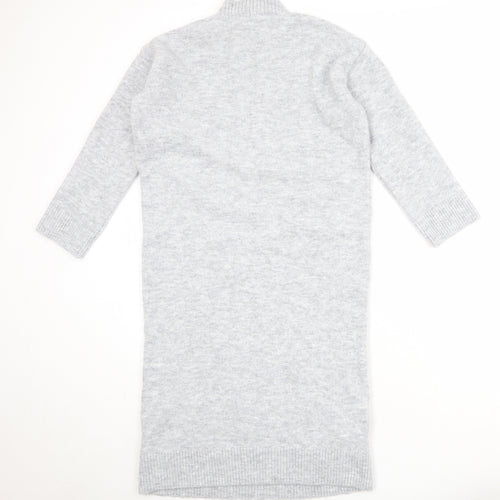 Marks and Spencer Womens Grey Acrylic Jumper Dress Size M Mock Neck Pullover