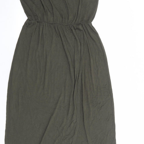 Dorothy Perkins Womens Green Viscose Maxi Size 12 Boat Neck Pullover - Elastic Waist