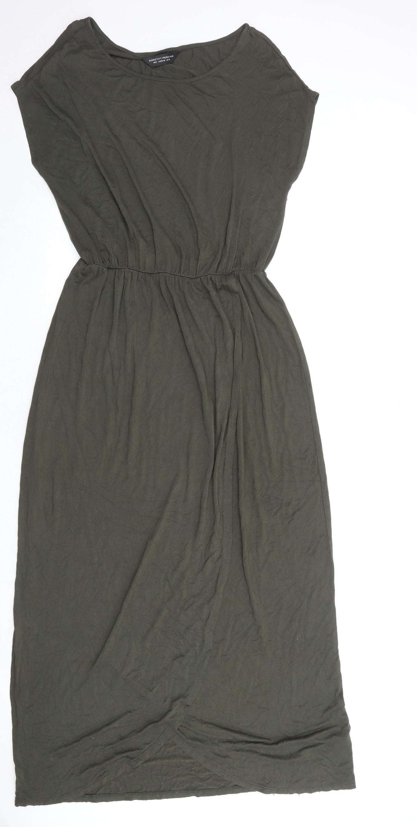Dorothy Perkins Womens Green Viscose Maxi Size 12 Boat Neck Pullover - Elastic Waist