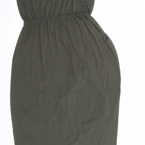 Dorothy Perkins Womens Green Viscose Maxi Size 12 Boat Neck Pullover - Elastic Waist