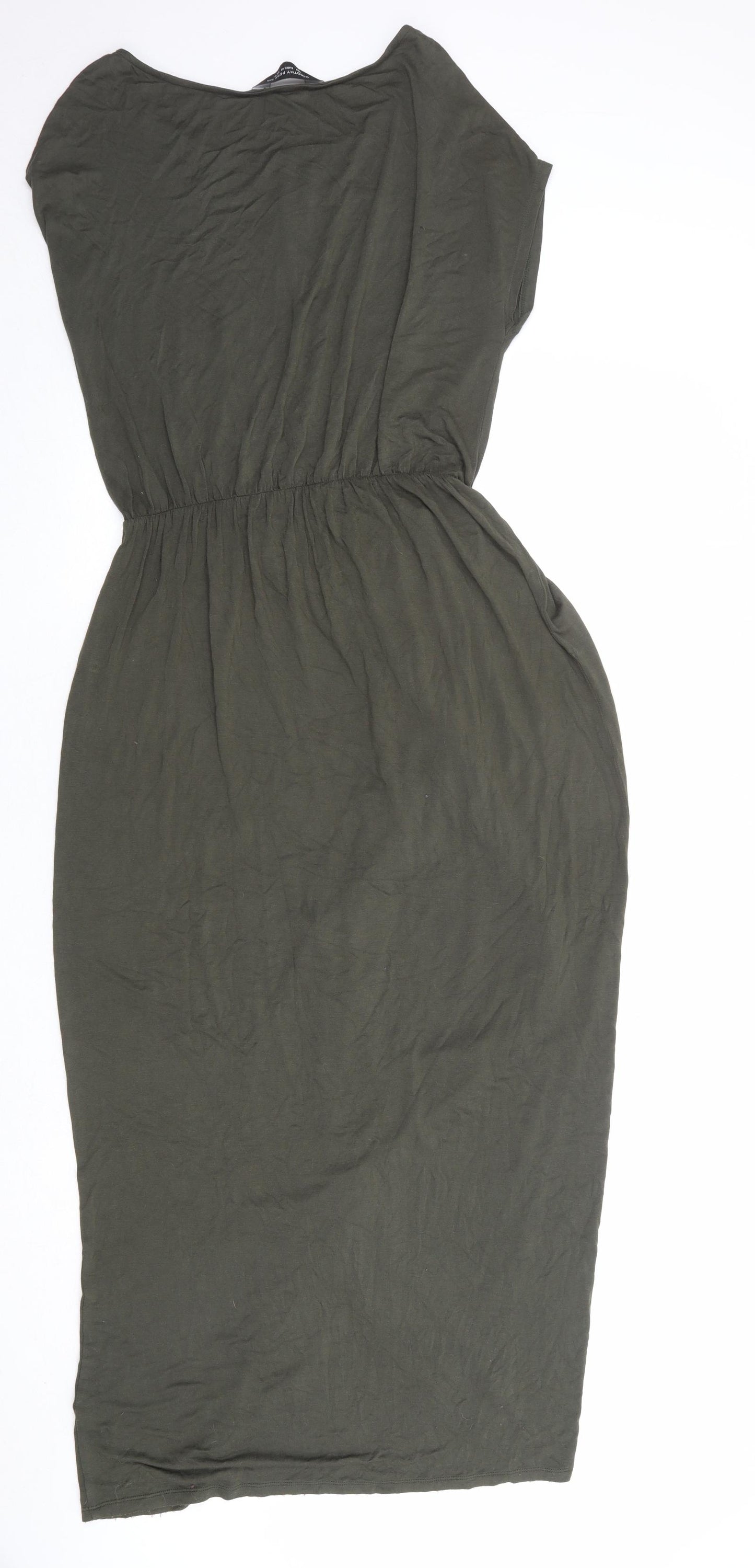 Dorothy Perkins Womens Green Viscose Maxi Size 12 Boat Neck Pullover - Elastic Waist