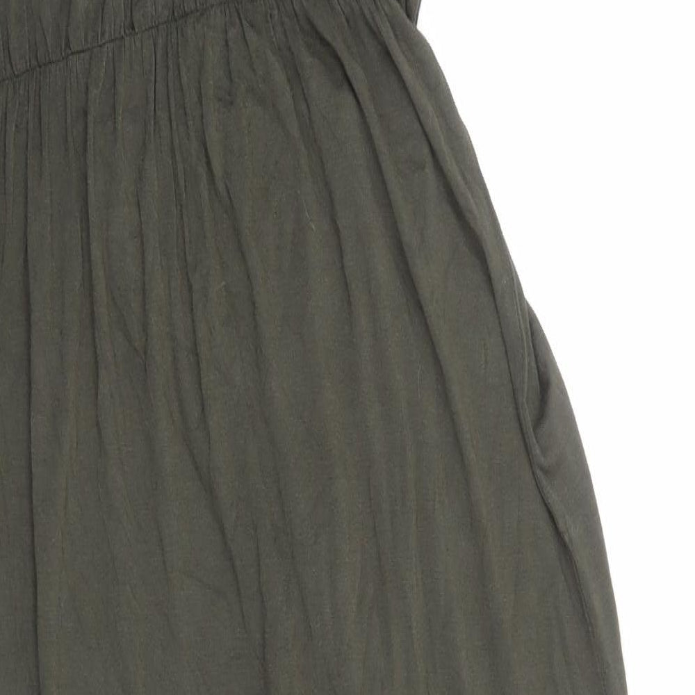 Dorothy Perkins Womens Green Viscose Maxi Size 12 Boat Neck Pullover - Elastic Waist