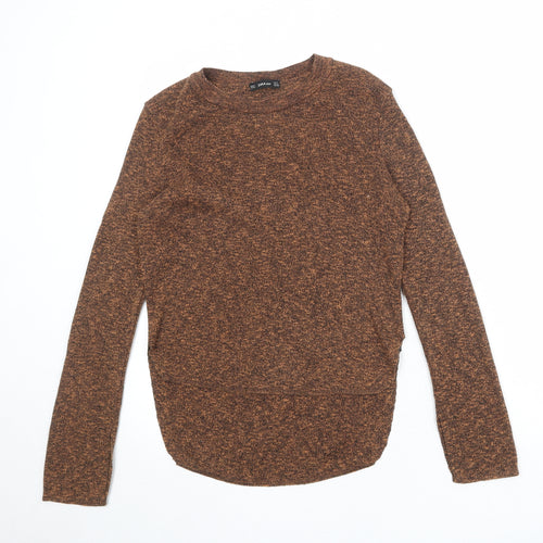 Zara Womens Brown Round Neck Cotton Pullover Jumper Size M