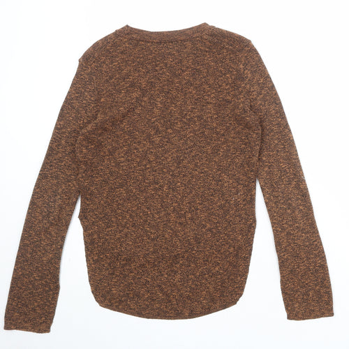 Zara Womens Brown Round Neck Cotton Pullover Jumper Size M
