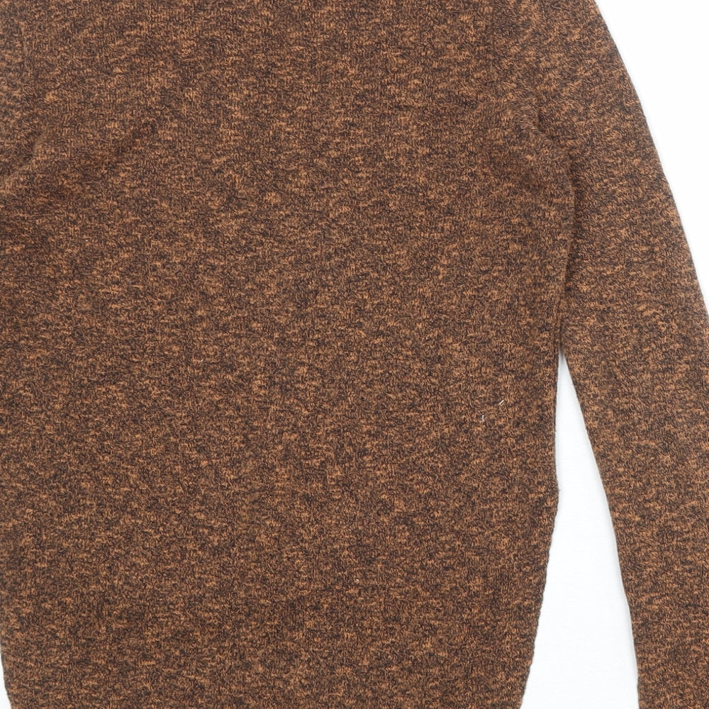 Zara Womens Brown Round Neck Cotton Pullover Jumper Size M