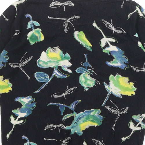 NEXT Womens Black Boat Neck Floral Cotton Pullover Jumper Size 12