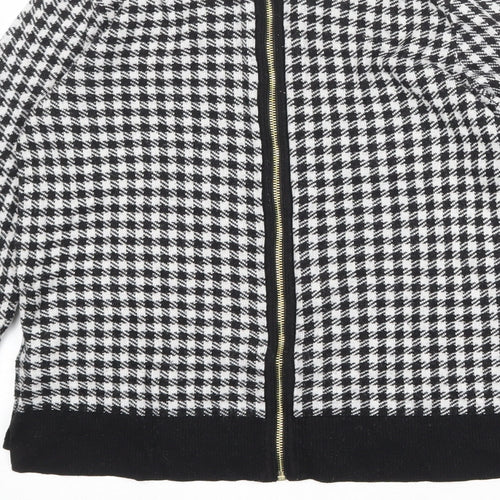 H&M Womens Black Round Neck Geometric Viscose Pullover Jumper Size S - Houndstooth