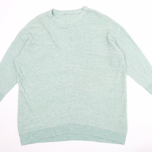 Yours Womens Green Round Neck Acrylic Pullover Jumper Size 22 - Size 22-24