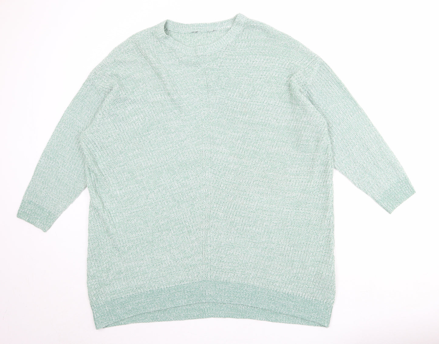 Yours Womens Green Round Neck Acrylic Pullover Jumper Size 22 - Size 22-24
