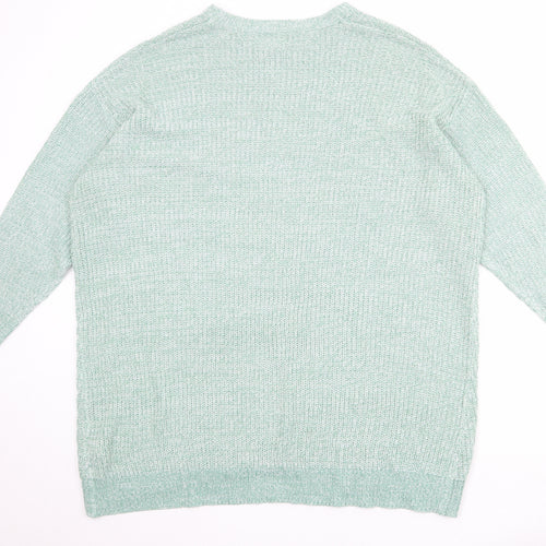 Yours Womens Green Round Neck Acrylic Pullover Jumper Size 22 - Size 22-24