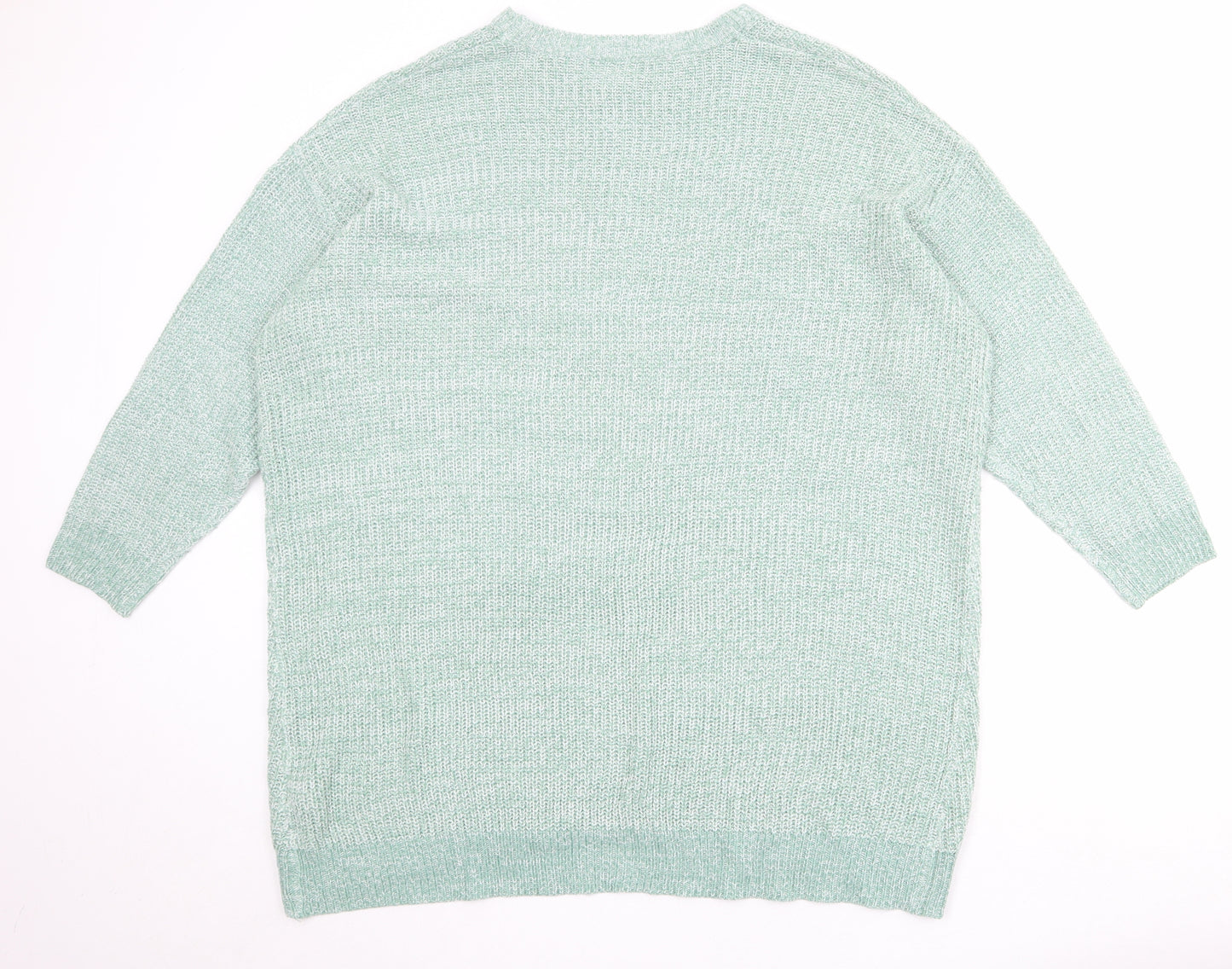 Yours Womens Green Round Neck Acrylic Pullover Jumper Size 22 - Size 22-24