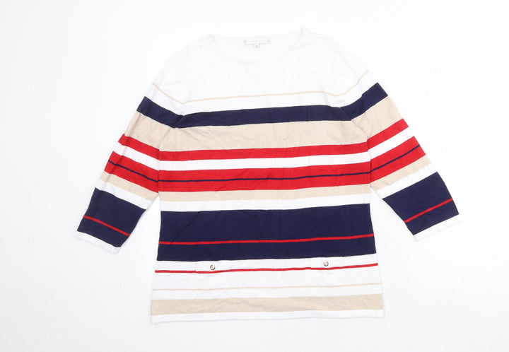 Lakeland Womens Multicoloured Round Neck Striped Viscose Pullover Jumper Size M