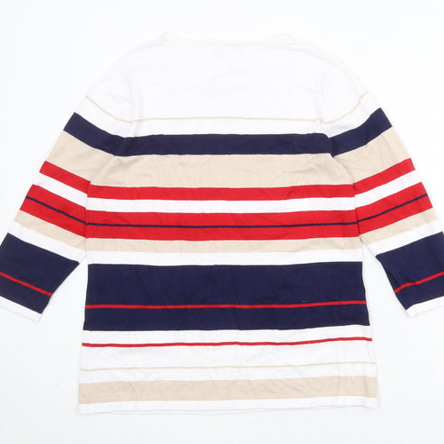 Lakeland Womens Multicoloured Round Neck Striped Viscose Pullover Jumper Size M